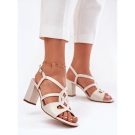 Sandali a ruote alte femminile Sergio Leone SK884 Pearl beige 2