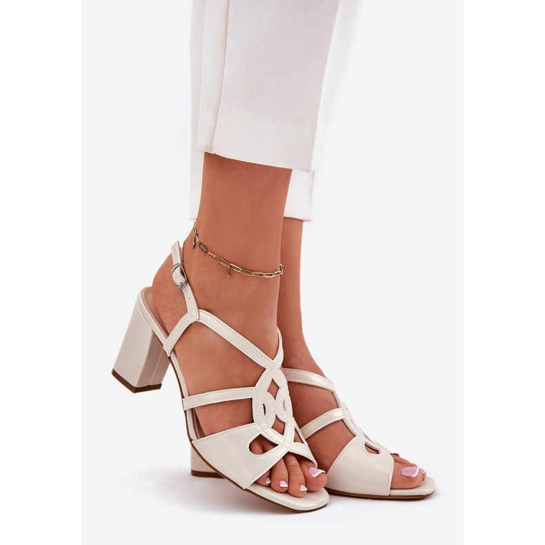 Sandali a ruote alte femminile Sergio Leone SK884 Pearl beige 1
