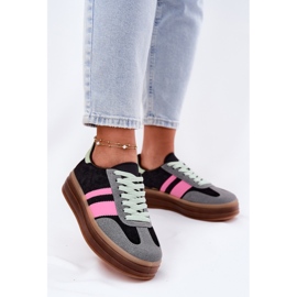Sneakers nere da donna con plateau nero 2