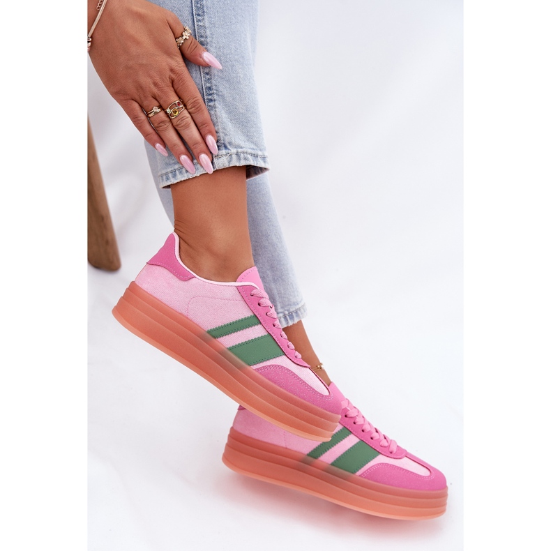 Sneaker basse sulla piattaforma rosa 2