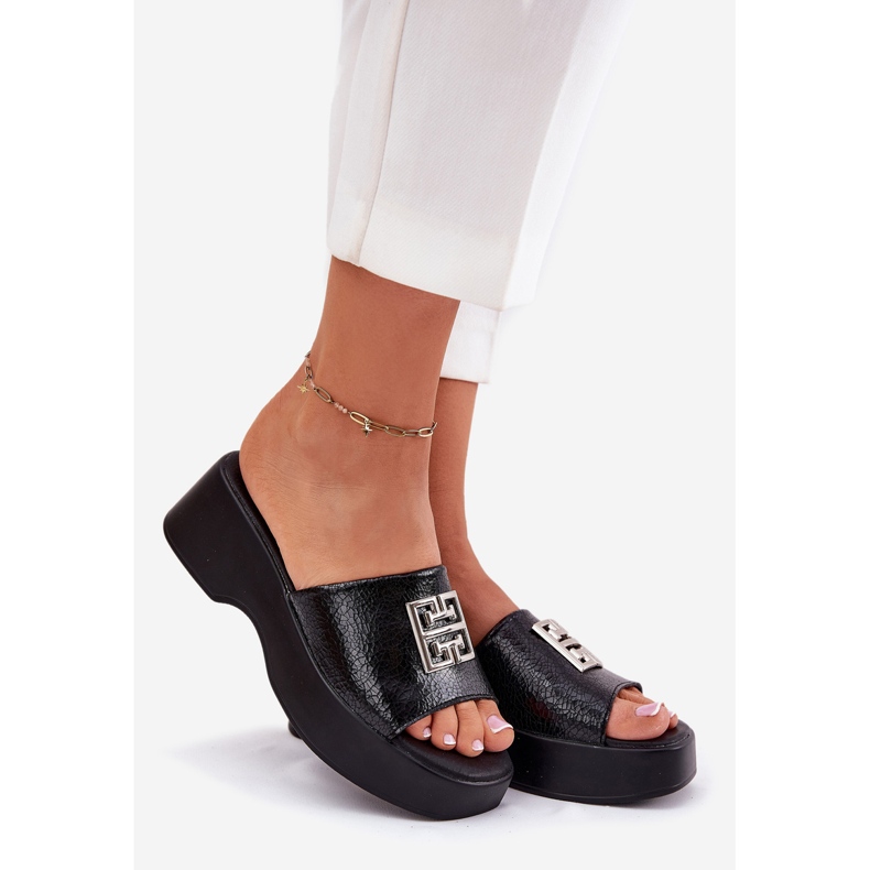Vinceza Flip in pelle femminile Flip con decorazione Vincez 79526 Nero 1