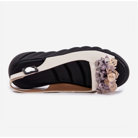Sandali in pelle femminile con artiker 54c1627 cristalli beige 2