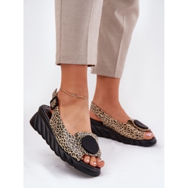 ARTIKER Sandali in pelle naturale per una stampa leopardo Artker 56C2186 beige 2