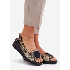 ARTIKER Sandali in pelle naturale per una stampa leopardo Artker 56C2186 beige 1