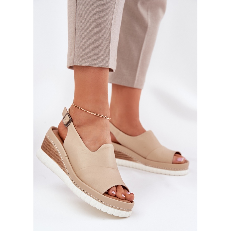 ARTIKER Sandali in pelle da donna per un cuneo artker 56c0919 beige 2