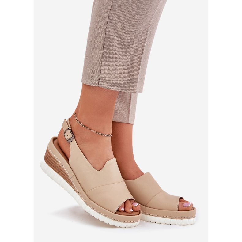 ARTIKER Sandali in pelle da donna per un cuneo artker 56c0919 beige 1