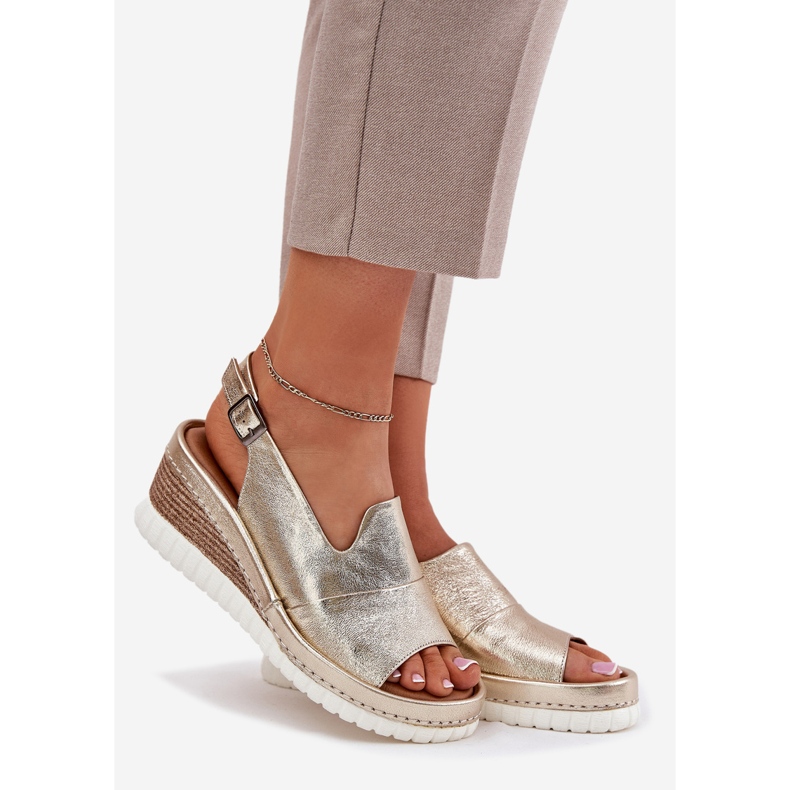 ARTIKER Sandali in pelle da donna per un cuneo artker 56c0920 oro d'oro 1