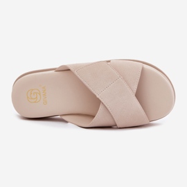 Infradito da donna sulla piattaforma con strisce beige intrecciate 2