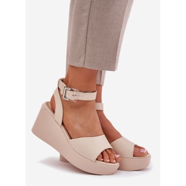 Sandali da donna con zeppa Beige 1
