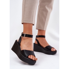 Sandali neri da donna con zeppa nero 2