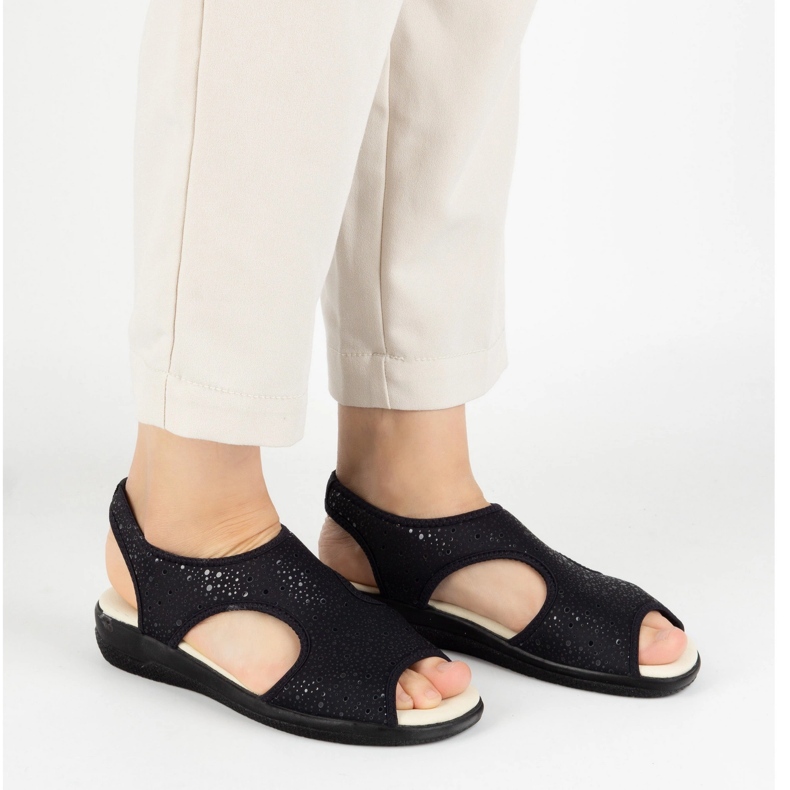 Vriston Scarpe da donna sandali flessibili comfoot emma nero lucido 2