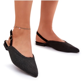 Ballerine femminili con intreccia e punta di piedi nere nero 4