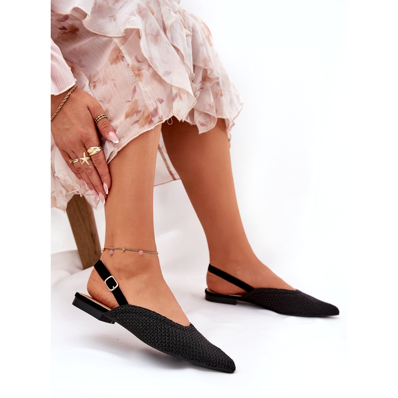 Ballerine femminili con intreccia e punta di piedi nere nero 3