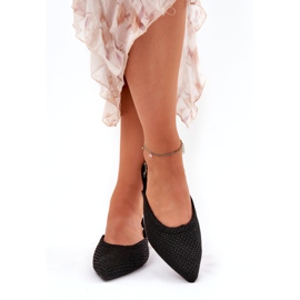Ballerine femminili con intreccia e punta di piedi nere nero 2