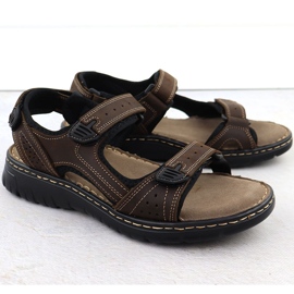 Sandali in pelle maschile per velcro marrone McKeylor 95320 1