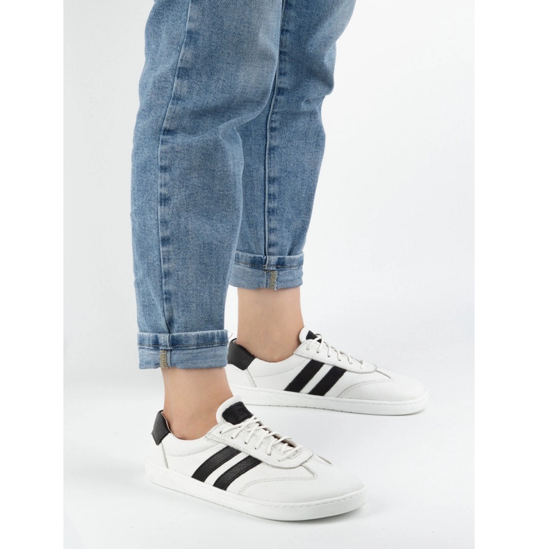 Scarpe in pelle da donna joker blackorwhite bianco - sneaker minimaliste Olivier 1