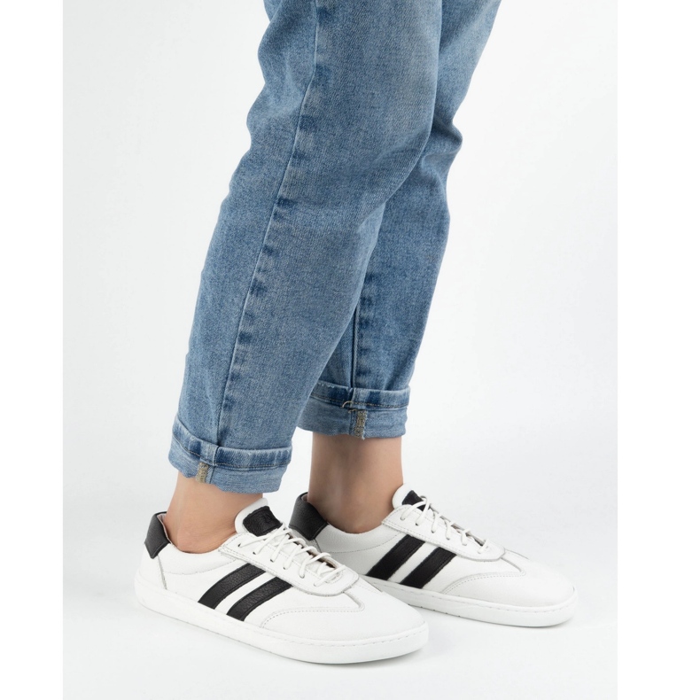 Scarpe in pelle da donna joker blackorwhite bianco - sneaker minimaliste Olivier 2
