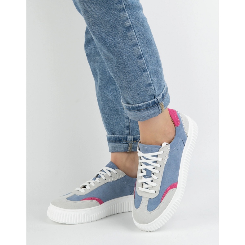 Olivier Sneaker in pelle femminile sulla piattaforma N1202S4 blu 1
