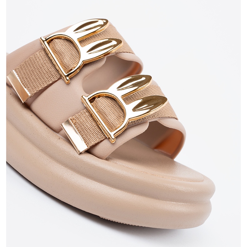 Seastar Pantofole con fibbie dorate sulla piattaforma beige 2