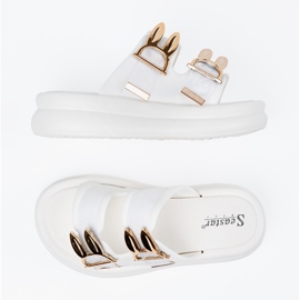 Seastar Pantofole con fibbie dorate sulla piattaforma bianca 2