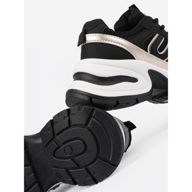 Sneaker da donna nera con inserti dorati nero 1