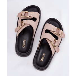 Flip di pelle scamosciata femminile con morsetti decorativi Big Star RR274659 rosa 2
