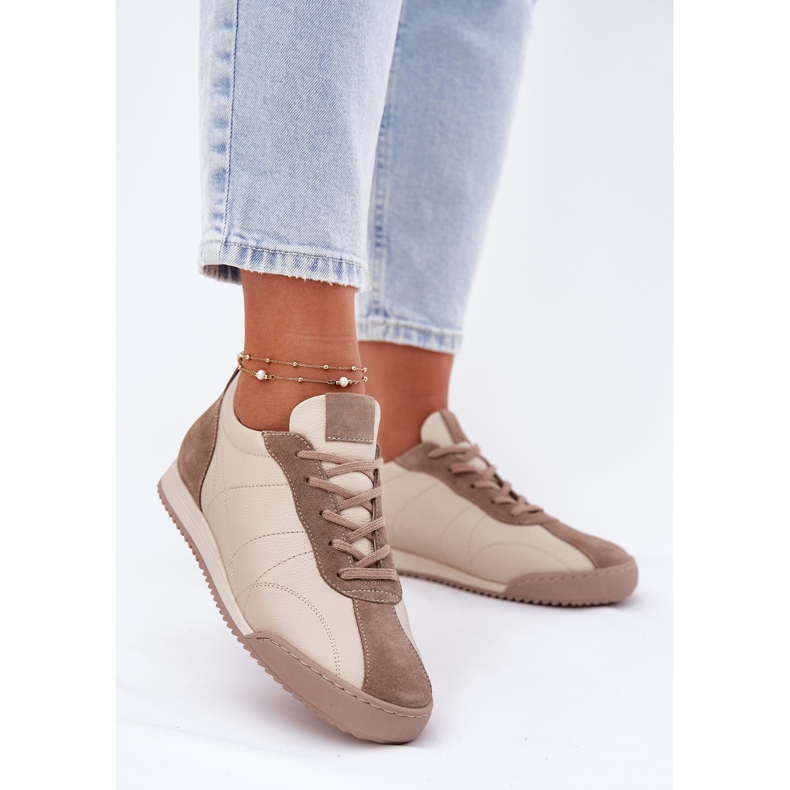 Laura Messi 2935 Scarpe sportive in pelle femminile beige 2