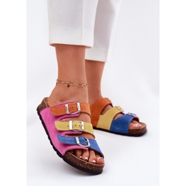 Flip di pelle scamosciata femminile con Panto Fino RR267033 Fuchles Fuchsia rosa 2