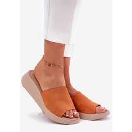 Flip di pelle scamosciata femminile sul cuneo Panto Fino RR267039 arancia 1