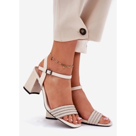 Sandali femminili sul palo con zirconi e Vinceza 62228 Black beige 1