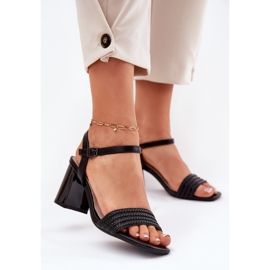 Sandali femminili sul palo con zirconi e Vinceza 62228 Braid Black nero 2