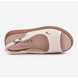 Sandali in pelle femminile sul Vinceza 41476 Beige Wedge 2