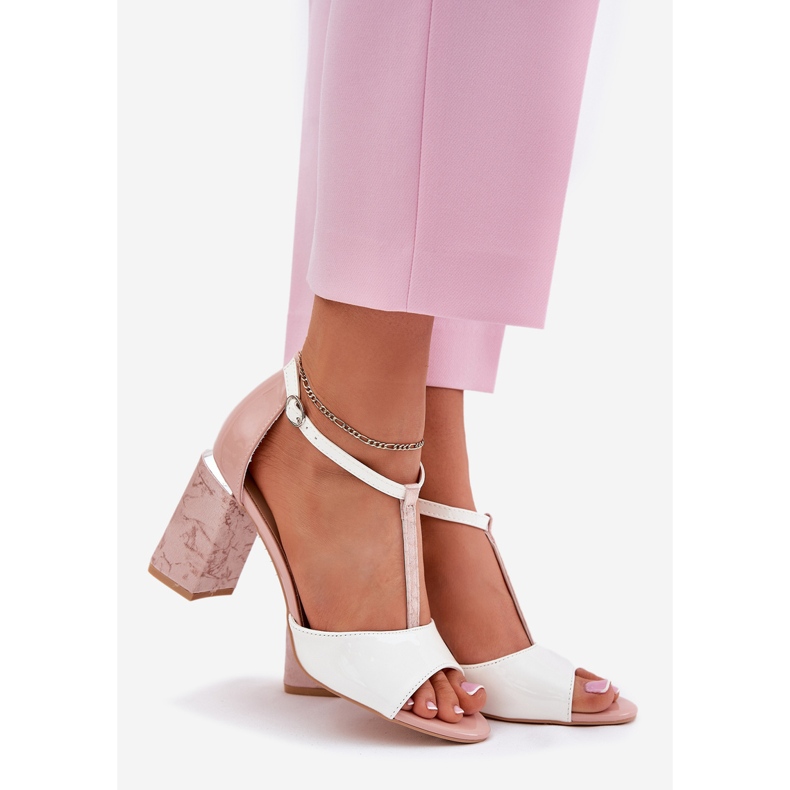 Sandali femminili dipinti sul palo di Vinceza 20276 Pink-White rosa 1