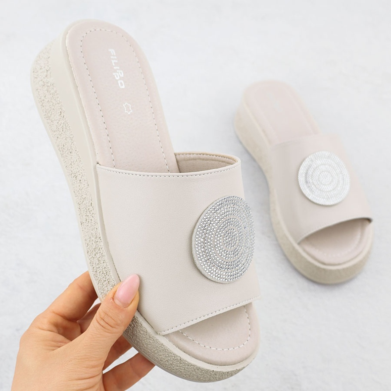 Flip infradito in pelle da donna con giacche beige filippo 6987 1
