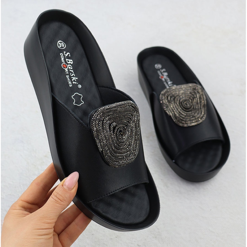 S.Barski Cedre da donna in pelle con giacche con zirconi Czarne S. Barski KV51-028 nero 1