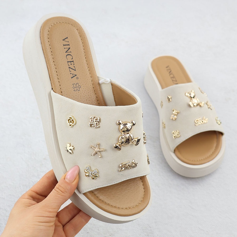 Zeppe in pelle da donna con beige vinceza 66741 1