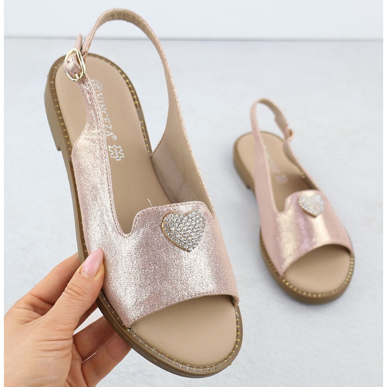 Sandali da donna piatta con Golden Vinceza 17384 d'oro 1