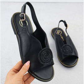 Sandali da donna piatta con zirconi Black Filippo DS6229 nero 1