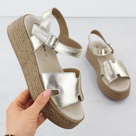 Sandali in pelle filippo ds7024 con zeppe d'oro 1