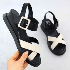 Sandali in pelle da donna con spicchi neri e beige filippo ds6874 nero 1