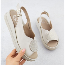 Sandali da donna per cuneo con zirconi beige filippo ds6984 1