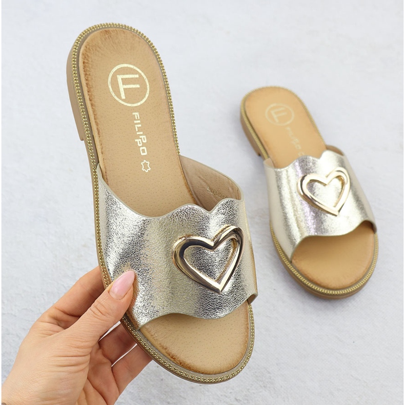 Faretta femminile con un cuore decorativo dorato filippo dk6909 d'oro 1