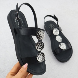 Sandali da donna piatta con decorazione nera filippo ds6885 nero 1