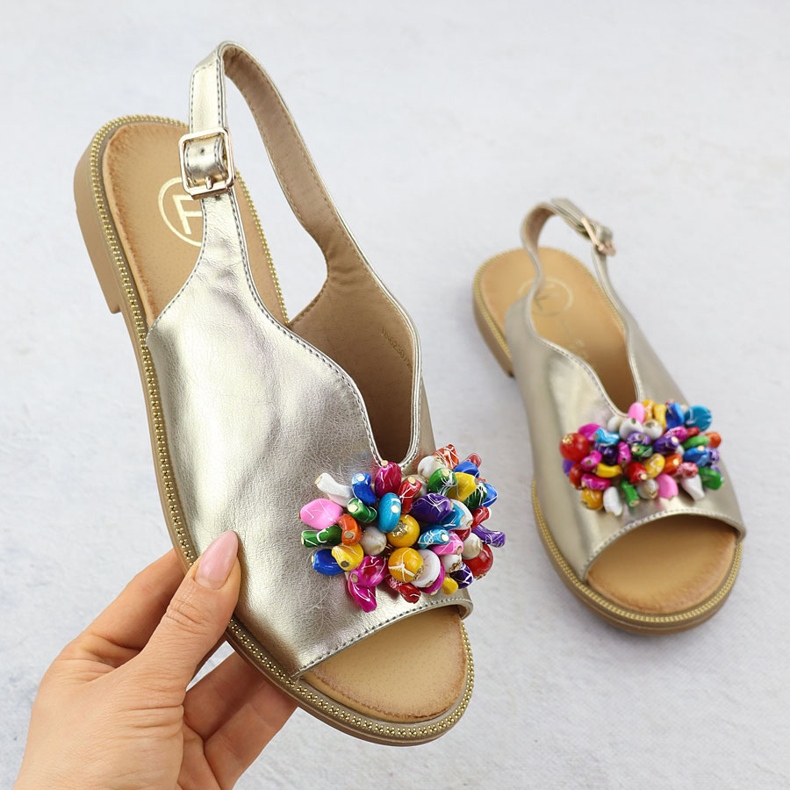 Sandali femminili con perle dorate filippo ds6230 d'oro 1