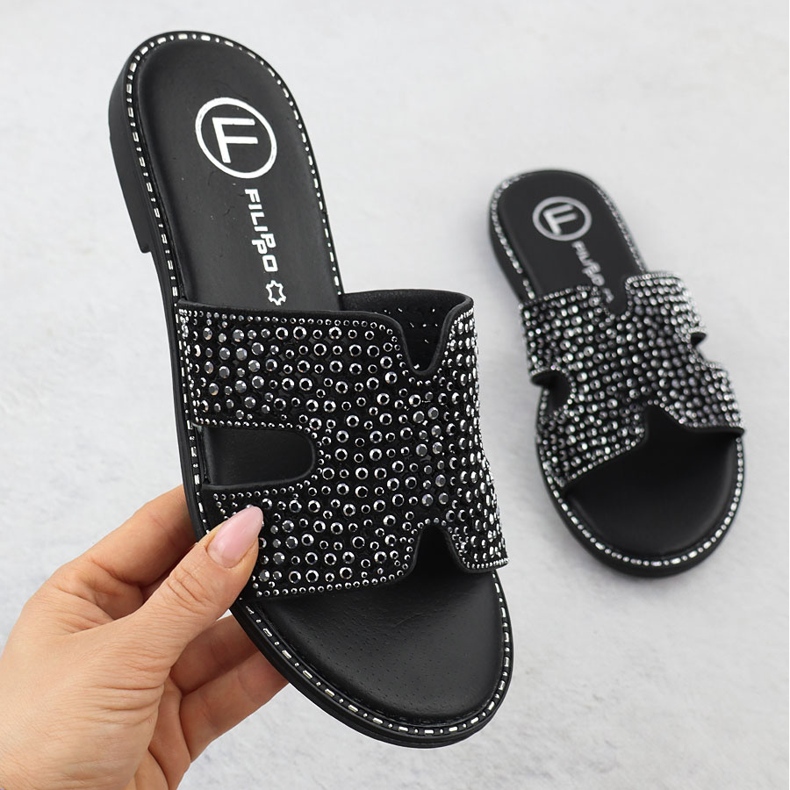 Infradito da donna con strass Black Filippo DK6973 nero 1