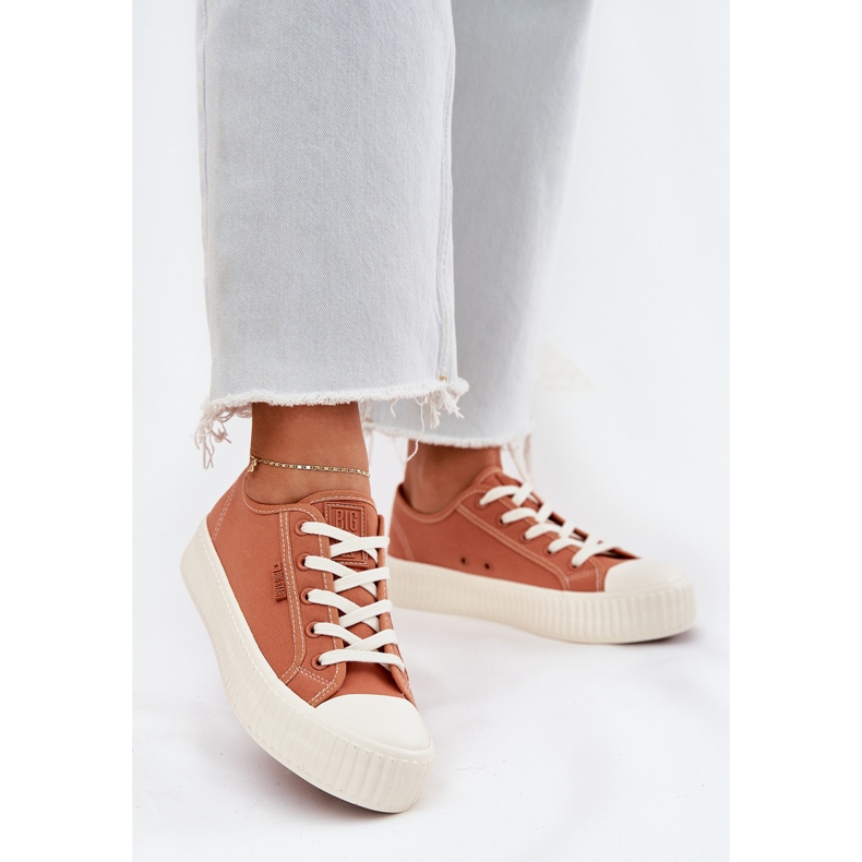 Sneaker femminile materiale sulla piattaforma arancione Big Star RR274778 arancia 2