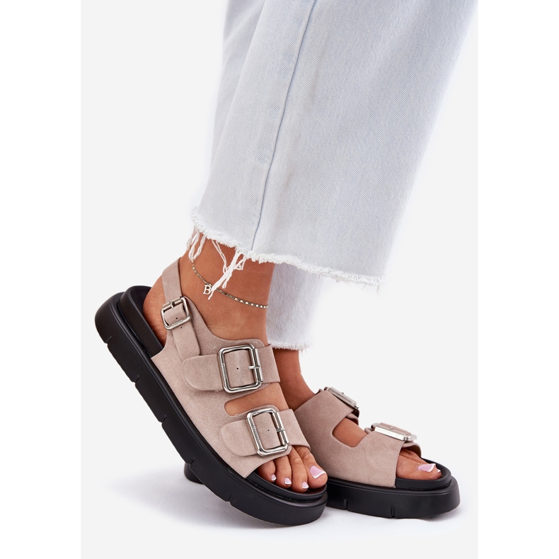 Sandali in pelle scamosciata femminile con morsetti luminosi RR274663 Big Star rosa 1