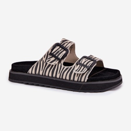 Flip di pelle scamosciata femminile con D.Franklin dfsh405002 zebra fibbie beige 1