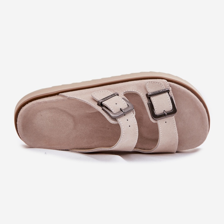 Flip di pelle scamosciata femminile con D.Franklin DFSH405001 Fibbie beige 1