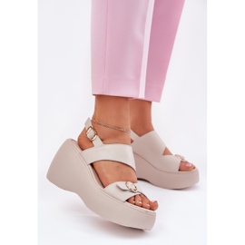 S.Barski Sandali in pelle femminile su cuneo e piattaforma S. Barski LR51-540 beige 2